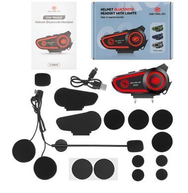 Мотоциклетна Bluetooth-гарнітура GEARELEC DK02 Bluetooth 5.3 з RGB підсвічуванням та функцією шумозаглушення