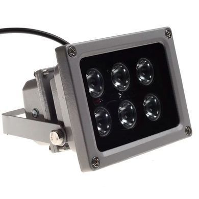 Прожектор інфрачервоний ІЧ для камери вуличний 6 LED 45 градусів до 50 метрів Сірий