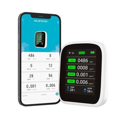 Багатофункціональний детектор якості повітря Tuya WiFi 8в1 Монітор CO2, HCHO, TVOC, PM1.0, PM2.5, PM10 з вимірюванням температури та вологості