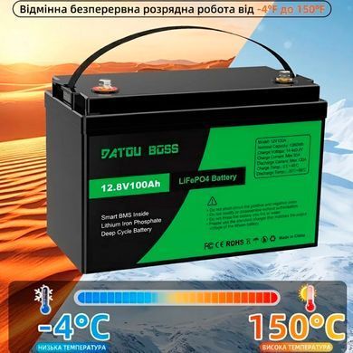 Набор Литий-железо-фосфатный аккумулятор 12V 100Ah LiFePO4 с системой BMS и разумной зарядкой 12V 15A - 24V 8A