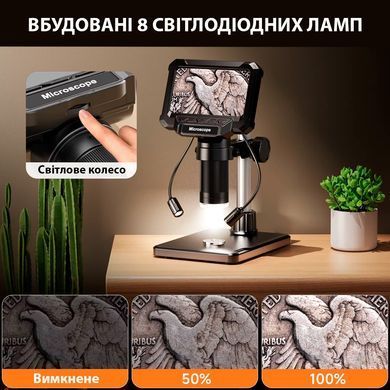 Цифровой микроскоп Hayve MK5 с 4.3-дюймовым IPS-экраном с увеличением от 500X до 1500X и встроенной системой LED подсветки