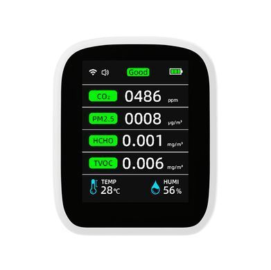 Багатофункціональний детектор якості повітря Tuya WiFi 8в1 Монітор CO2, HCHO, TVOC, PM1.0, PM2.5, PM10 з вимірюванням температури та вологості