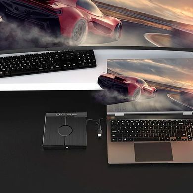 Внешний оптический DVD/CD привод USB 3.0 Type-C с кардридером и USB-хабом Черный