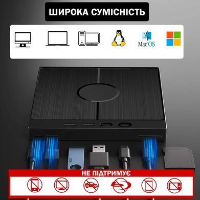 Внешний оптический DVD/CD привод USB 3.0 Type-C с кардридером и USB-хабом Черный