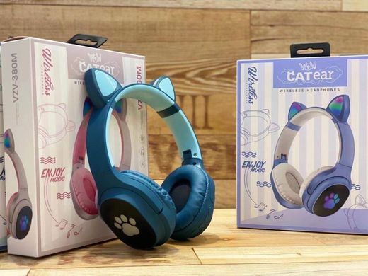 Беспроводные Bluetooth наушники с ушками Kids VZV-380M night blue Cat