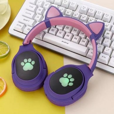 Бездротові Bluetooth-навушники з вушками Kids VZV-380M violet Cat