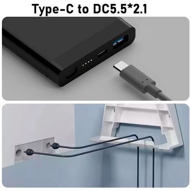 Кабель питания 10м Starlink Mini от Powerbank 100 Вт USB-C-DC5521 Черный