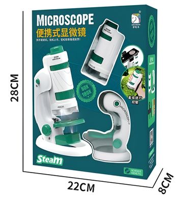 Розвиваючий дитячий міні-кишеньковий мікроскоп зі світлодіодним підсвічуванням 60-180x + подставка Green