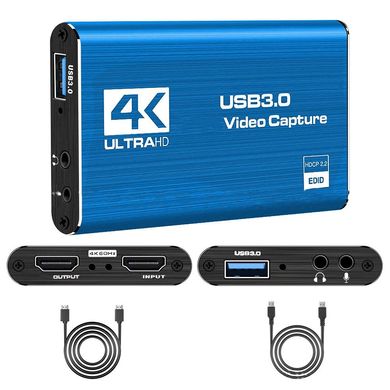 Зовнішня карта відеозахоплення 4K HDMI в USB 3.0 з мікрофонним входом та виходом на навушники, пристрій відео оцифрування ( 4K HDMI Video Capture USB3.0 AY02 )