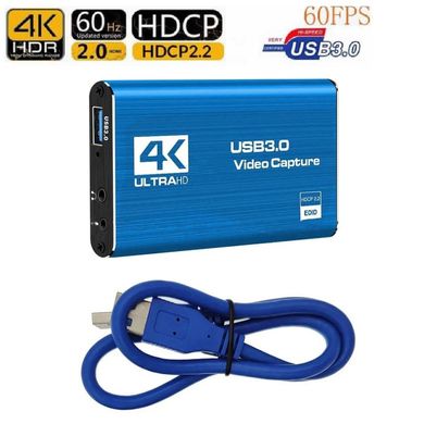 Зовнішня карта відеозахоплення 4K HDMI в USB 3.0 з мікрофонним входом та виходом на навушники, пристрій відео оцифрування ( 4K HDMI Video Capture USB3.0 AY02 )