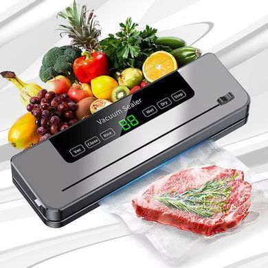 Вакуумний пакувальник Електричний для продуктів FKJ-5100 + 10 пакетів Вакууматор із вбудованим різаком та дисплеєм