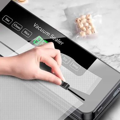 Вакуумний пакувальник Електричний для продуктів FKJ-5100 + 10 пакетів Вакууматор із вбудованим різаком та дисплеєм