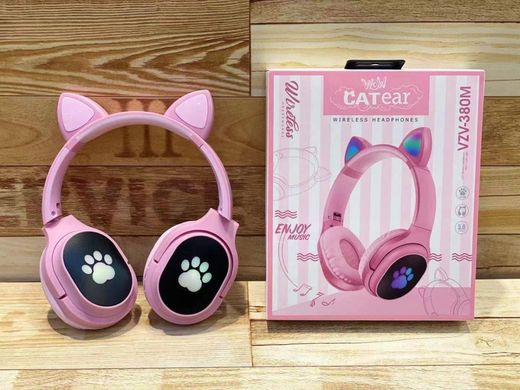 Беспроводные Bluetooth наушники с ушками Kids VZV-380M pink Cat