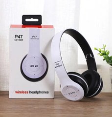 Бездротові Bluetooth навушники P47 з MP3 плеєром + FM радіо Накладні навушники White