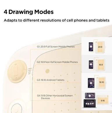 Графічний планшет Ugee Q6 6 дюймів, планшет для малювання за допомогою Android, ПК, Mac USB Beige