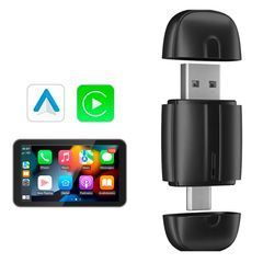 Адаптер Автомобильный Carplay Беспроводной Apple CarPlay и Android Auto 2в1 USB 5G WiFi Bluetooth для авто Черный (6364)
