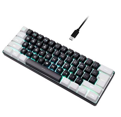 Проводная игровая клавиатура 7KEYS с RGB подсветкой, мини-клавиатура с 61 клавишей Black