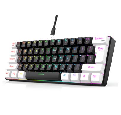 Проводная игровая клавиатура 7KEYS с RGB подсветкой, мини-клавиатура с 61 клавишей Black