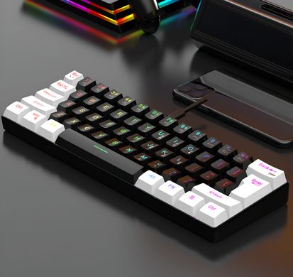 Проводная игровая клавиатура 7KEYS с RGB подсветкой, мини-клавиатура с 61 клавишей Black