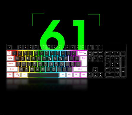 Дротова ігрова клавіатура 7KEYS з RGB підсвічуванням, міні-клавіатура з 61 клавішею Black