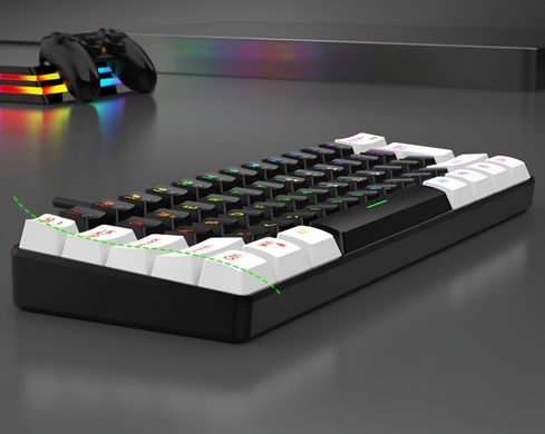 Проводная игровая клавиатура 7KEYS с RGB подсветкой, мини-клавиатура с 61 клавишей Black