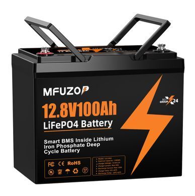 Аккумулятор LiFePO4 MFUZOP-04 12,8V 100Ah с BMS, литий-железо-фосфатная батарея для ИБП, RV, солнечных систем, ток разряда 100A