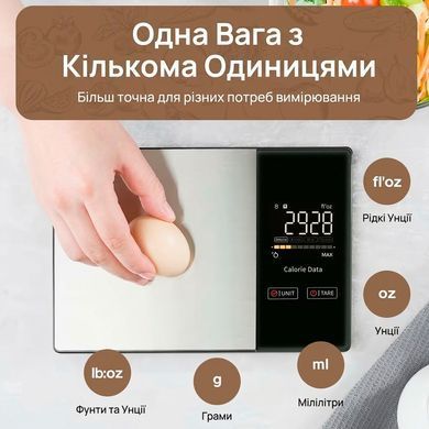 Умные кухонные весы с калькулятором пищевой ценности и расчетом калорий, белков, жиров и углеводов до 5 кг