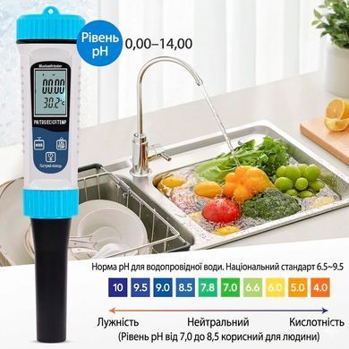 Цифровий аналізатор якості води Tuya Bluetooth 5в1 з температурою