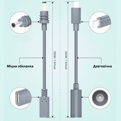 Адаптер живлення 2 шт. DC 5.5&times;2.1мм Female to USB-C Male для Starlink Mini з підтримкою PD 100W