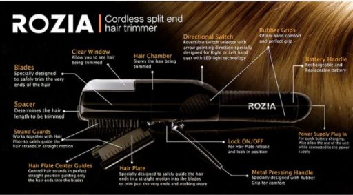 Машинка для стрижки секущихся кончиков волос беспроводная аккумуляторная в чехле Rozia HCM-5007
