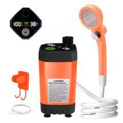 Портативний душ на акумуляторі Lixada 6000 mAh Переносний Міні Душ з дисплєм Помаранчевий