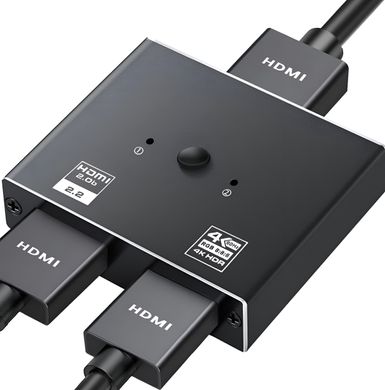 Двонаправлений HDMI спліттер U&P Switch 1x2/2x1 HDMI 2.0 4K Чорний