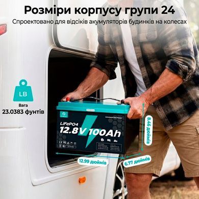 Аккумулятор LiFePO4 ECOBOSS 12.8V 100Ah с BMS, литий-железо-фосфатная батарея для автономного питания, солнечных систем, ИБП, RV