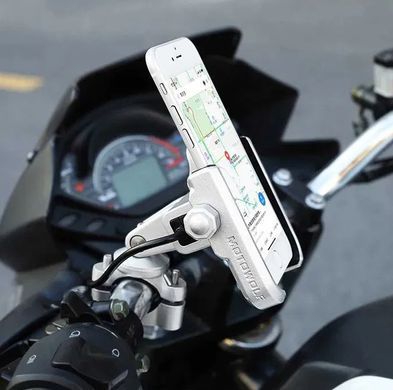Алюминиевый держатель Motowolf для смартфона с USB зарядкой 12-80V на руль мотоцикла/велосипеда/мопеда/самоката
