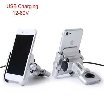 Алюминиевый держатель Motowolf для смартфона с USB зарядкой 12-80V на руль мотоцикла/велосипеда/мопеда/самоката