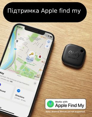 Смарт-трекер для ключей, наушников Eufy Security поддержка IOS Find My с функцией Bluetooth