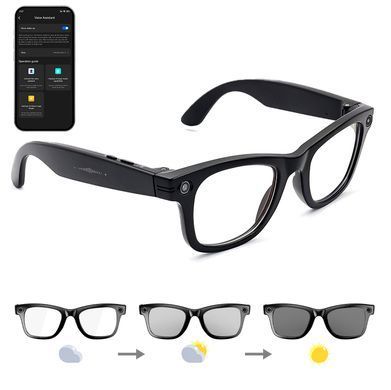 Смарт очки GS4 MAX Anti Blue Light с камерой 8МП и 4K видеозаписью + дополнительные линзы Черные