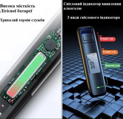 Алкотестер підвищеної точності Susisun (CSY-006) / Цифровий компактний, професійний Драгер Black