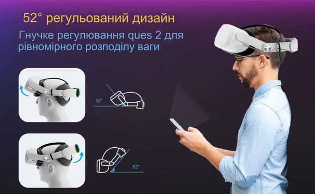 Ремешок на голову SHOCSTON с аккумулятором для гарнитуры Oculus Quest 2 VR емкостью 10000 мАч Белый