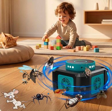 Ультразвуковий відлякувач гризунів та комах Ultrasonic UR05 Чорно-зелений