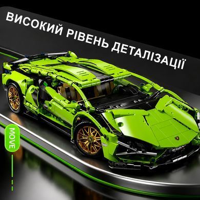 Конструктор машинка техник Lamborghini в масштабе 1:14 автомобильный набор для сборки ламборджини 1280 деталей