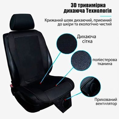 Автомобильная охлаждающая подушка-накидка на сиденье 12V с 8 вентиляторами и 3D-сеткой