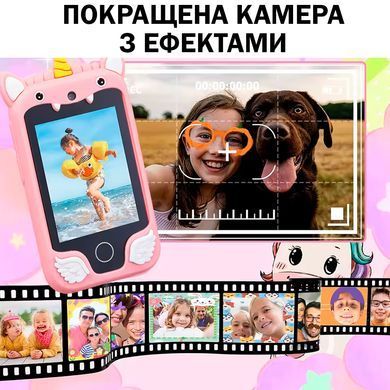 Дитячий музичний смартфон іграшка Інтерактивний сенсорний телефон Єдиноріг Рожевий