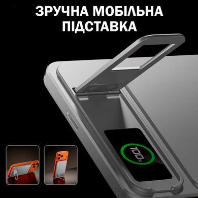 Павербанк 10000 мАг 3в1 20W з магнітною бездротовою зарядкою, TFT-дисплеєм і підставкою для iPhone та iWatch MagSafe Silver