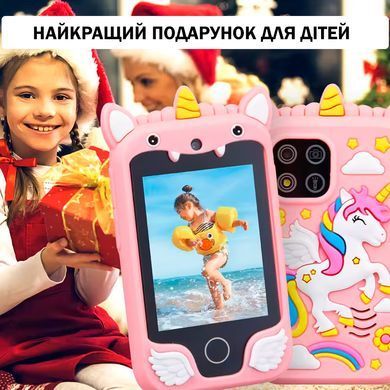 Дитячий музичний смартфон іграшка Інтерактивний сенсорний телефон Єдиноріг Рожевий