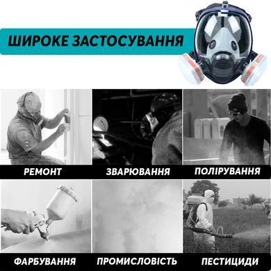 Маска Респиратор Полнолицевая 27в1 с фильтрами защита от пыли краски противотуманная защита от формальдегида