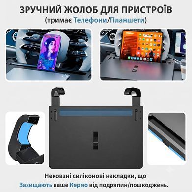 Универсальный регулируемый столик-поднос для автомобильного руля и подголовника