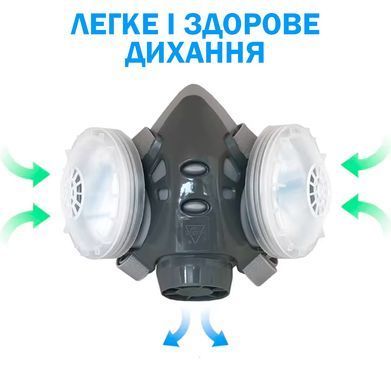 Маска Промышленный Респиратор с 4-слойными двойными фильтрами Защита от пыли краски химикатов Черная