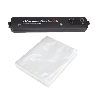 Вакуумний пакувальник для продуктів харчування вакууматор Vacuum Sealer + 10 пакетів для вакууматора Чорний