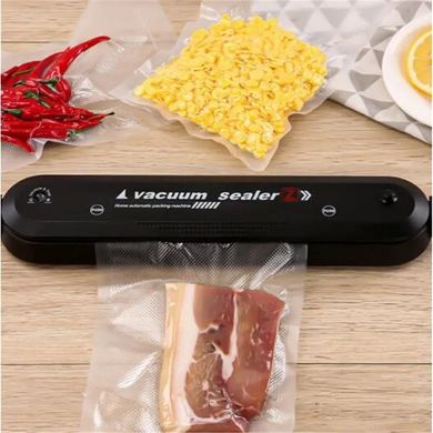 Вакуумний пакувальник для продуктів харчування вакууматор Vacuum Sealer + 10 пакетів для вакууматора Чорний